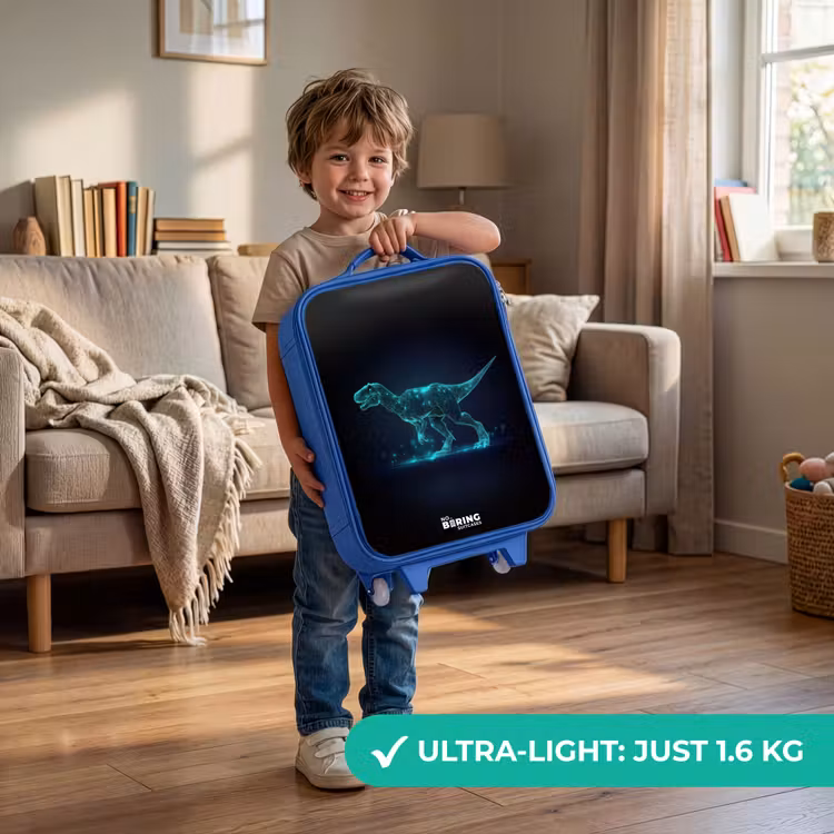 Digitale T-Rex in blauw lichtveld Kinderkoffer - Blauw klein -sfeer2_EN