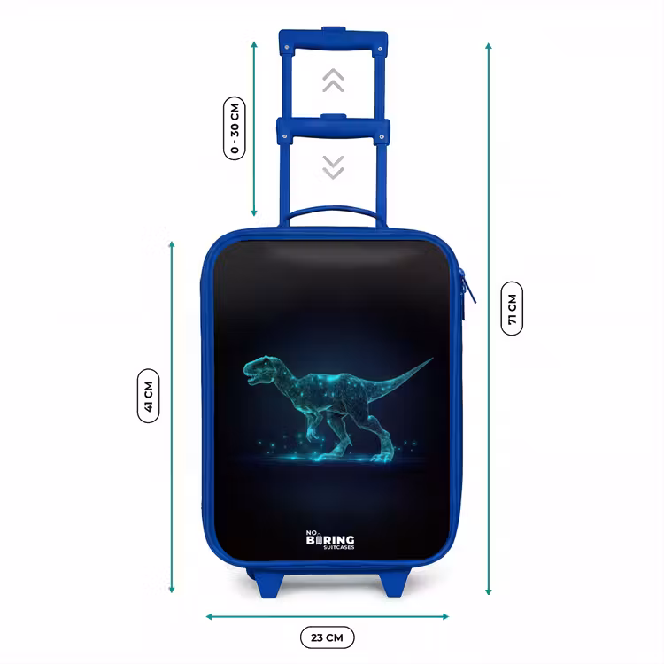 Digitale T-Rex in blauw lichtveld Kinderkoffer - Blauw klein -productfoto_formaten