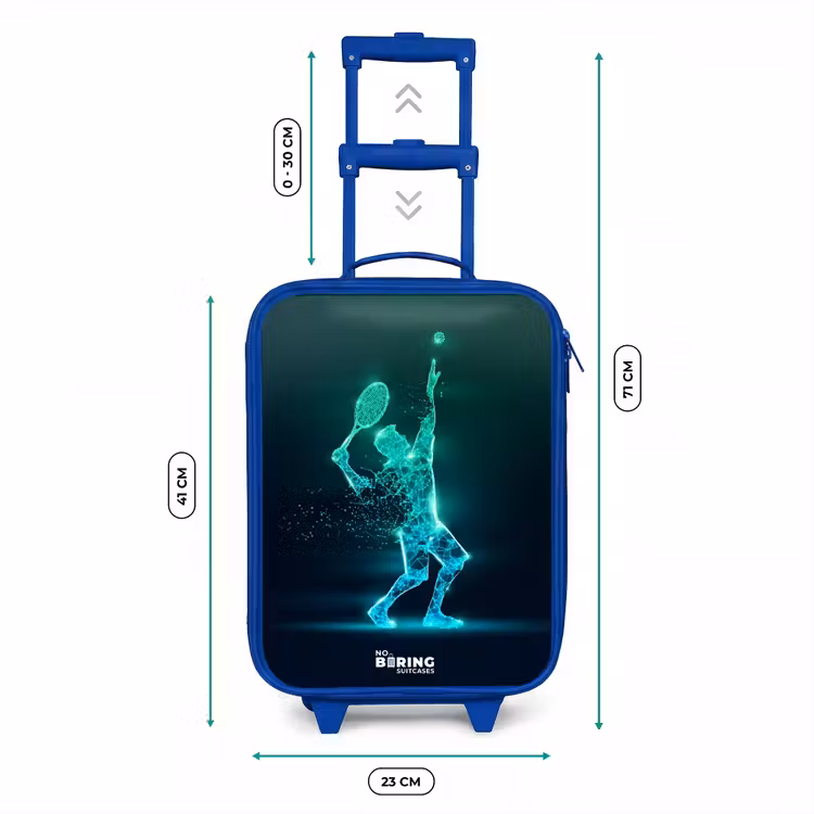 Digitale tennisspeler in futuristische stijl Kinderkoffer - Blauw klein -productfoto_formaten