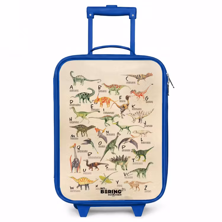Dino alfabet Kinderkoffer - Blauw klein -3d