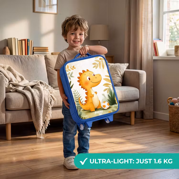Dino - Voetbal - Oranje Kinderkoffer - Blauw klein -sfeer2_EN
