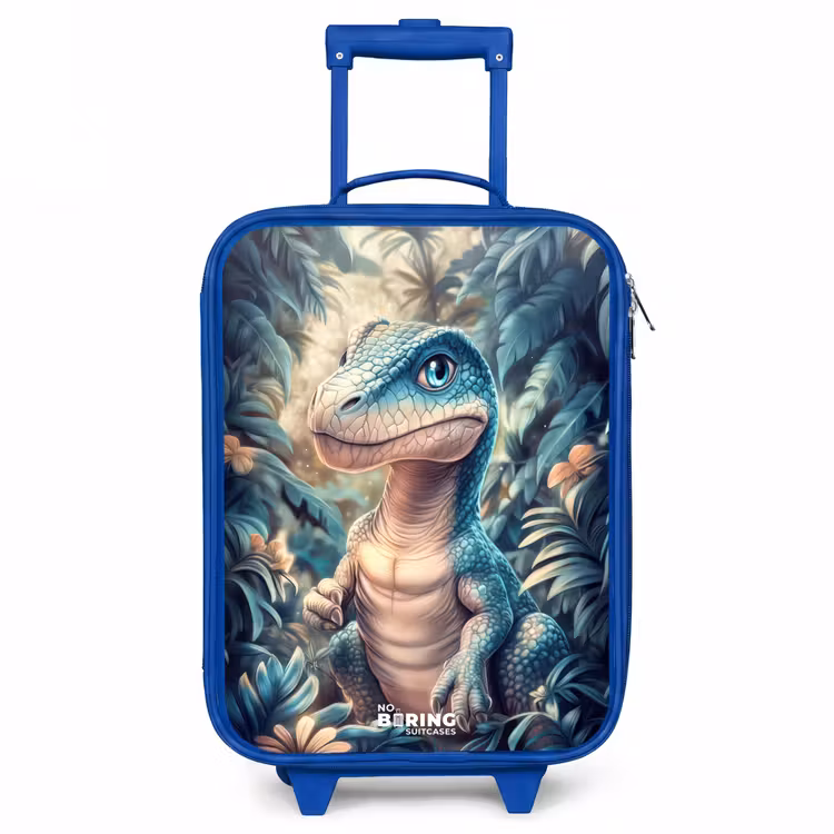 Dino in mystieke jungle met maanlicht Kinderkoffer - Blauw klein -3d
