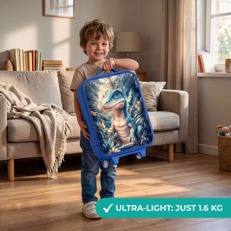 Dino in mystieke jungle met maanlicht Kinderkoffer - Blauw klein -sfeer2_EN
