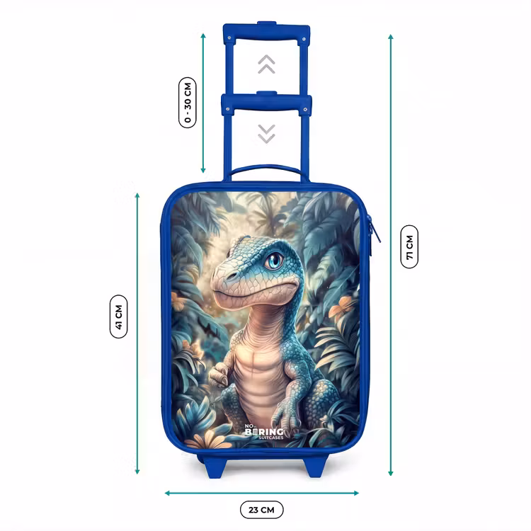 Dino in mystieke jungle met maanlicht Kinderkoffer - Blauw klein -productfoto_formaten
