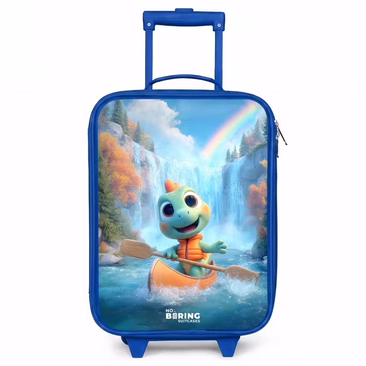 Dino - Natuur - Waterval Kinderkoffer - Blauw klein -3d