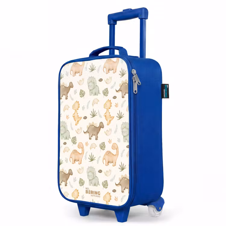 Dino patroon in pastelkleuren Kinderkoffer - Blauw klein -productfoto_schuin