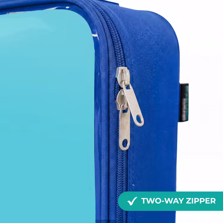 Dino met zonnebril Kinderkoffer - Blauw klein -rits_EN