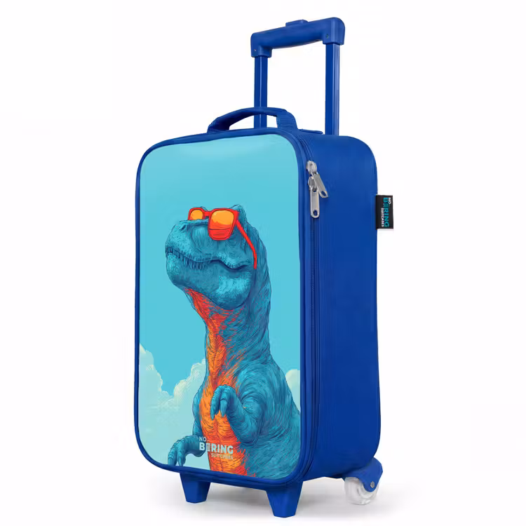 Dino met zonnebril Kinderkoffer - Blauw klein -productfoto_schuin