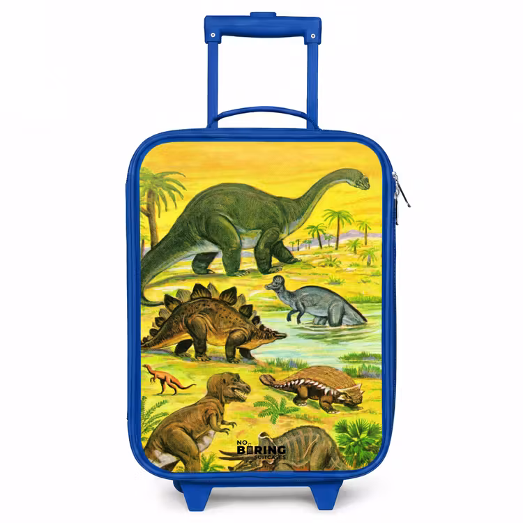 Dino's bij het water Kinderkoffer - Blauw klein -3d