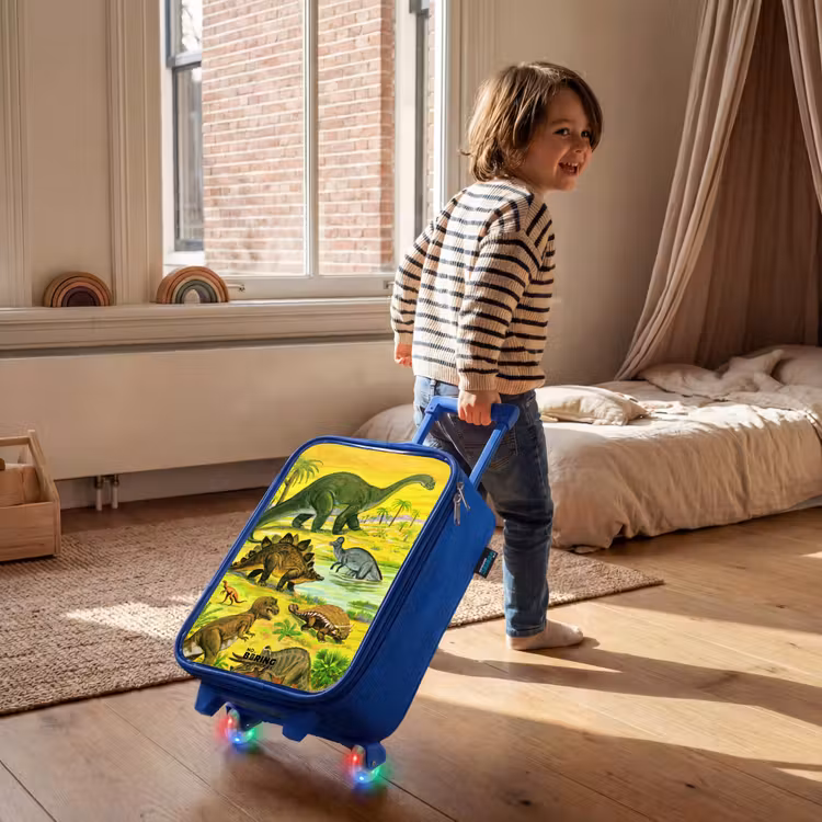 Dino's bij het water Kinderkoffer - Blauw klein -sfeer1