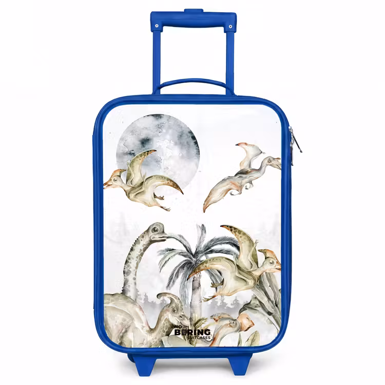 Dino's in de jungle Kinderkoffer - Blauw klein -3d
