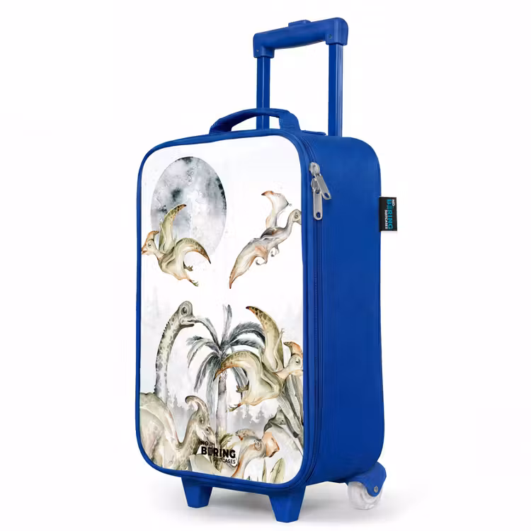 Dino's in de jungle Kinderkoffer - Blauw klein -productfoto_schuin