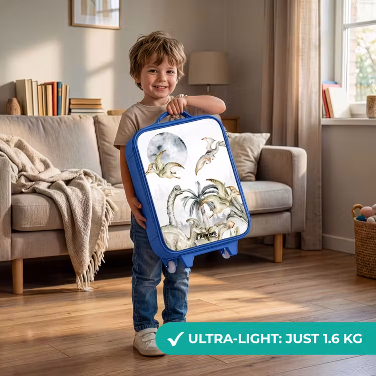 Dino's in de jungle Kinderkoffer - Blauw klein -sfeer2_EN
