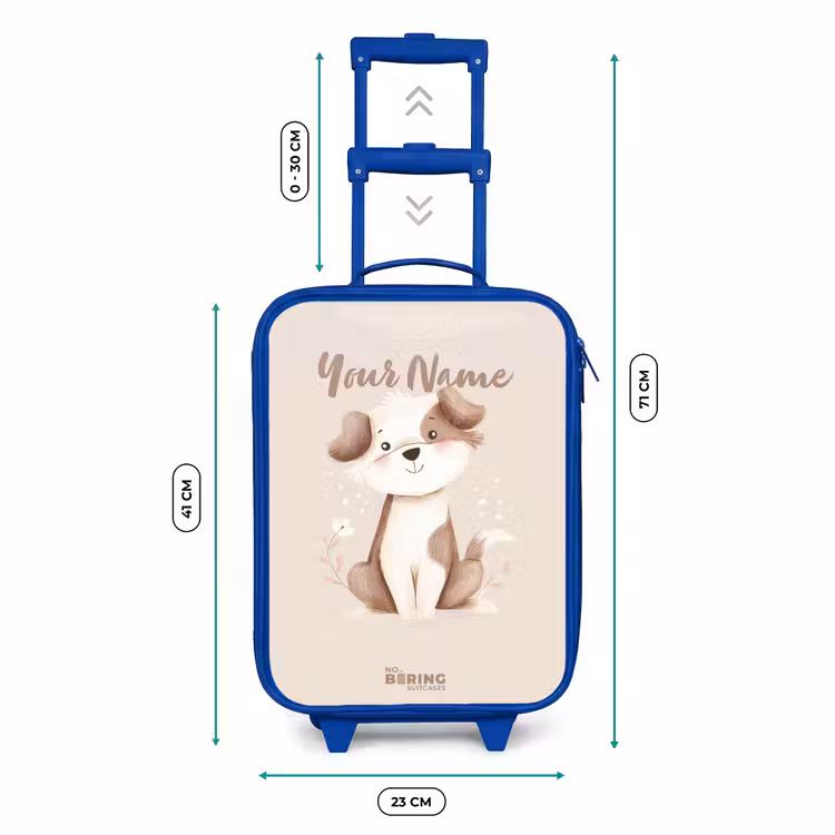 Hond in de kleuren bruin en beige Kinderkoffer - Blauw klein -productfoto_formaten