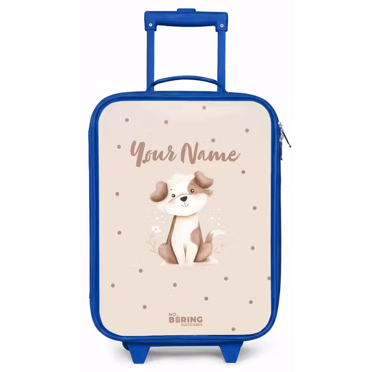 Honden pup omringd door bruine stippen Kinderkoffer - Blauw klein -zz3dotto