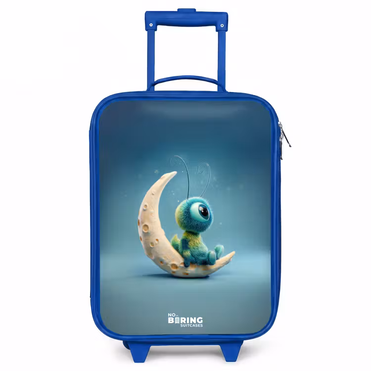 Dromerig Wezentje op de Maan Kinderkoffer - Blauw klein -3d