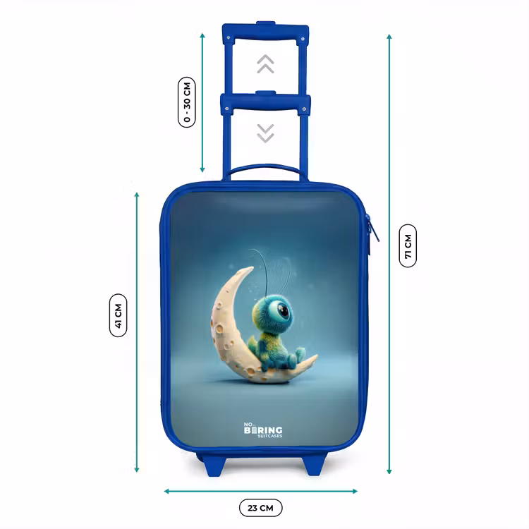 Dromerig Wezentje op de Maan Kinderkoffer - Blauw klein -productfoto_formaten