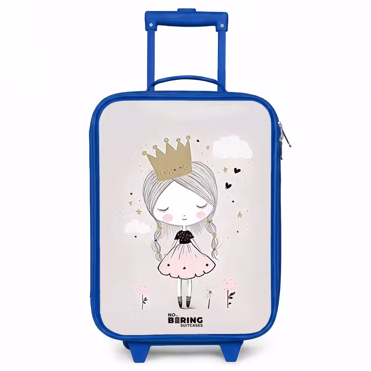 Dromerige prinses met gevlochten haar Kinderkoffer - Blauw klein -3d
