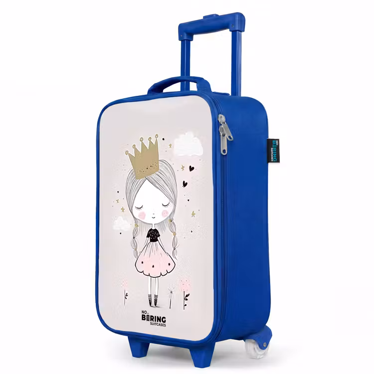 Dromerige prinses met gevlochten haar Kinderkoffer - Blauw klein -productfoto_schuin