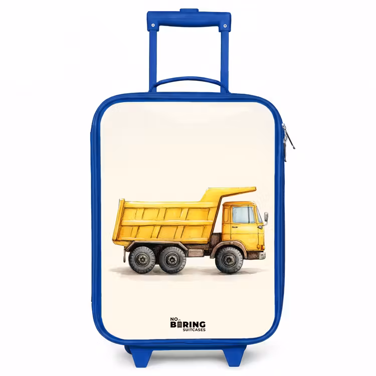 Kiepwagen - Getekend - Geel Kinderkoffer - Blauw klein -3d