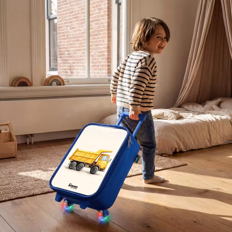 Kiepwagen - Getekend - Geel Kinderkoffer - Blauw klein -sfeer1