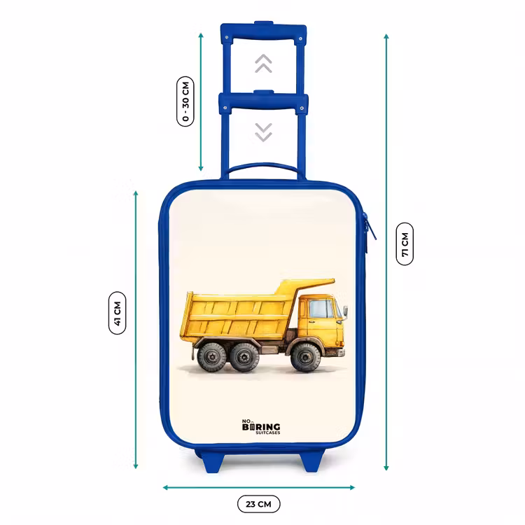 Kiepwagen - Getekend - Geel Kinderkoffer - Blauw klein -productfoto_formaten