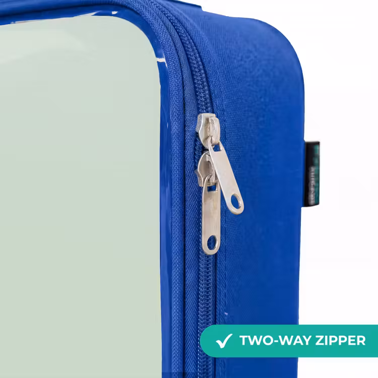 Elegante dino met kam Kinderkoffer - Blauw klein -rits_EN