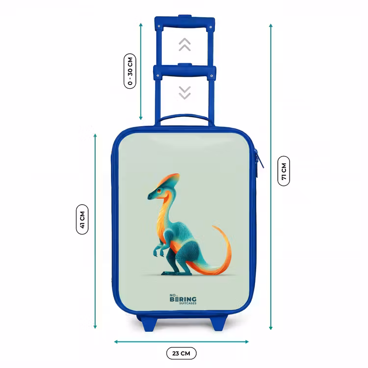Elegante dino met kam Kinderkoffer - Blauw klein -productfoto_formaten
