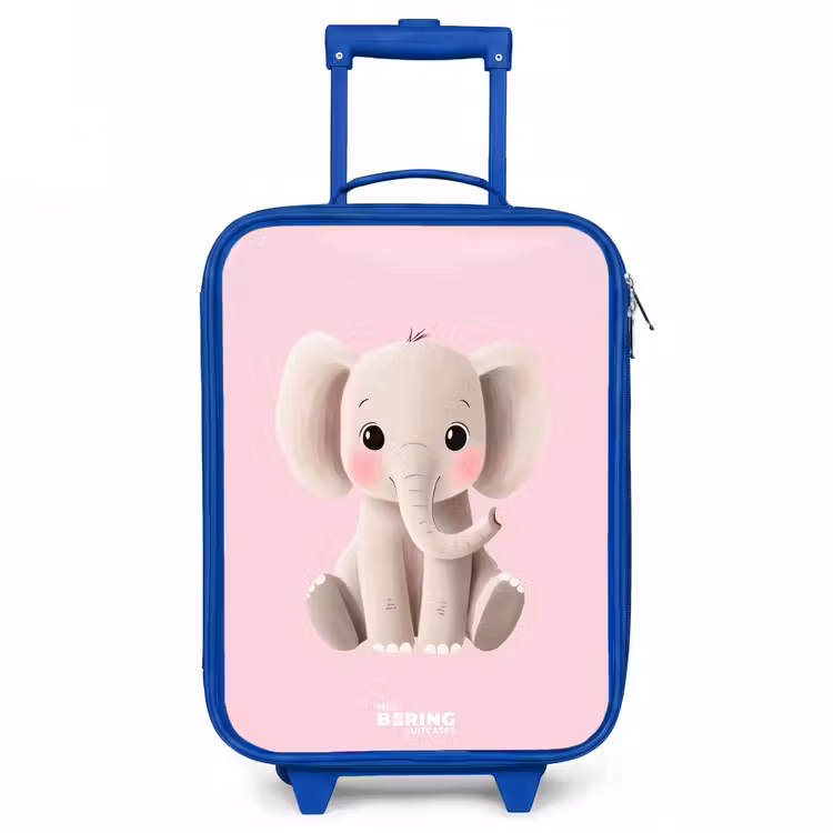 Olifant - Baby - Blosjes - Illustratie Kinderkoffer - Blauw klein -3d