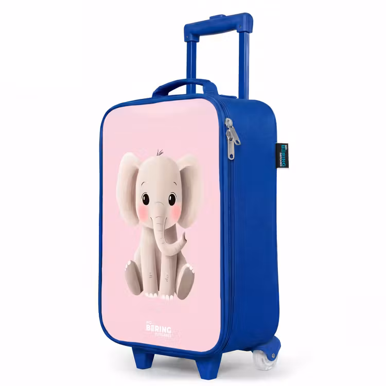 Olifant - Baby - Blosjes - Illustratie Kinderkoffer - Blauw klein -productfoto_schuin