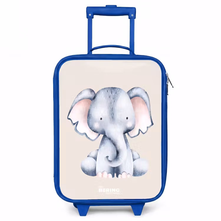 Olifant tekening tegen een beige achtergrond Kinderkoffer - Blauw klein -3d