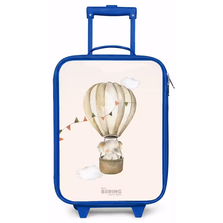 Olifant in een luchtballon Kinderkoffer - Blauw klein -zz3dotto