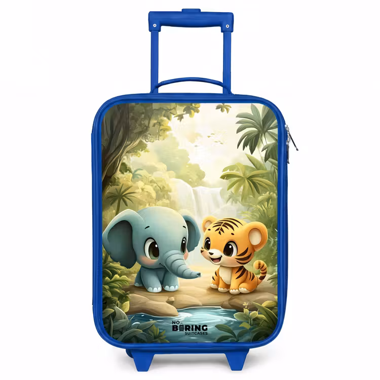 Olifant - Tijger - Bos - Jungle Kinderkoffer - Blauw klein -3d
