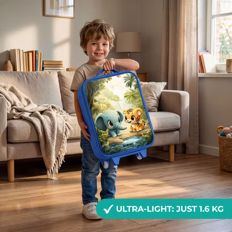 Olifant - Tijger - Bos - Jungle Kinderkoffer - Blauw klein -sfeer2_EN