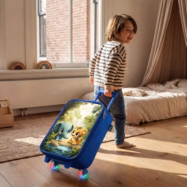 Olifant - Tijger - Bos - Jungle Kinderkoffer - Blauw klein -sfeer1