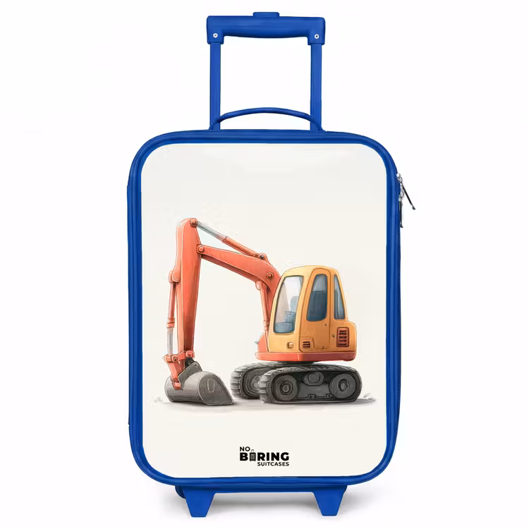 Graafmachine - Getekend - Oranje Kinderkoffer - Blauw klein -3d