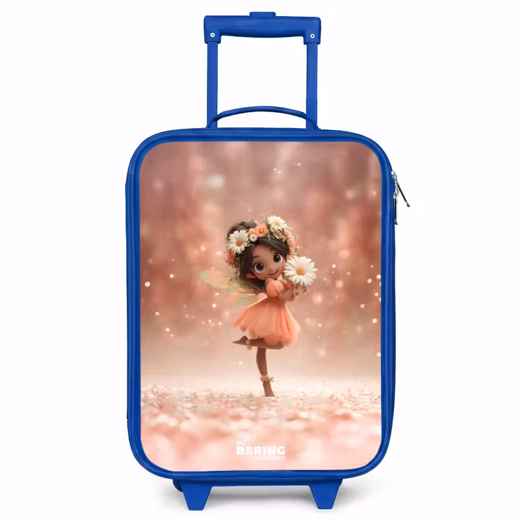 Fee met madeliefjes Kinderkoffer - Blauw klein -3d