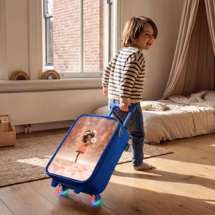 Fee met madeliefjes Kinderkoffer - Blauw klein -sfeer1