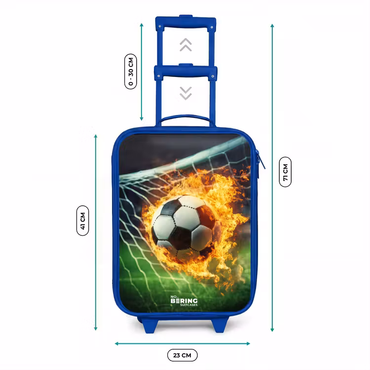 Vuurvoetbal in doelnet vastgelegd Kinderkoffer - Blauw klein -productfoto_formaten