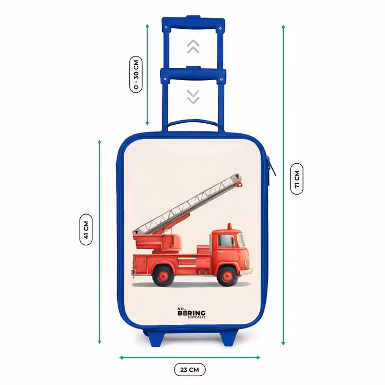 Brandweerwagen - Getekend - Rood Kinderkoffer - Blauw klein -productfoto_formaten