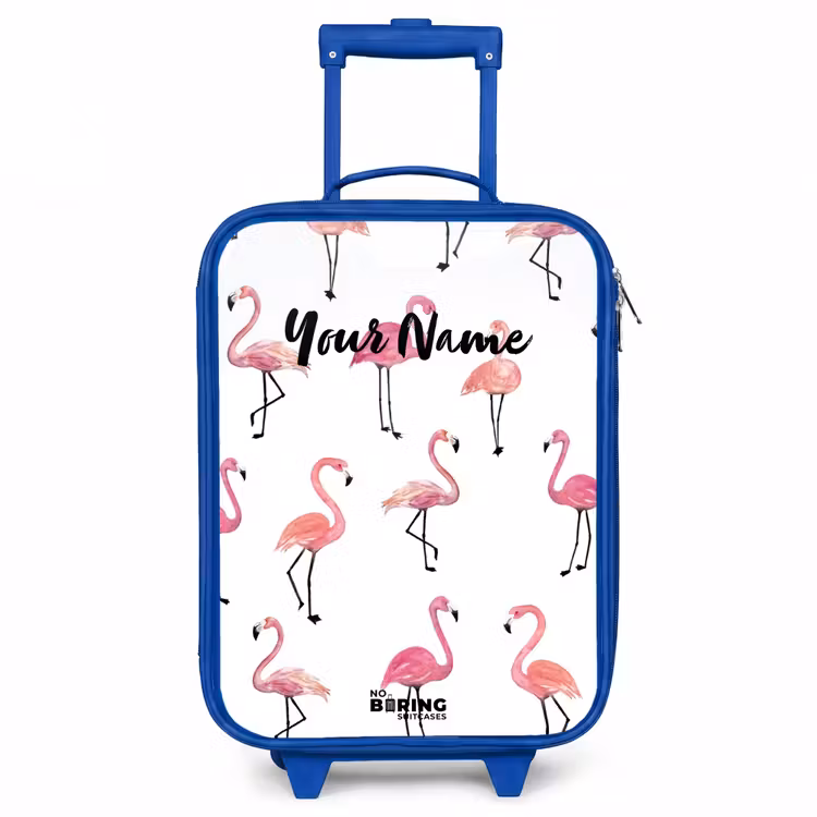 Flamingo feestje Kinderkoffer - Blauw klein -3d