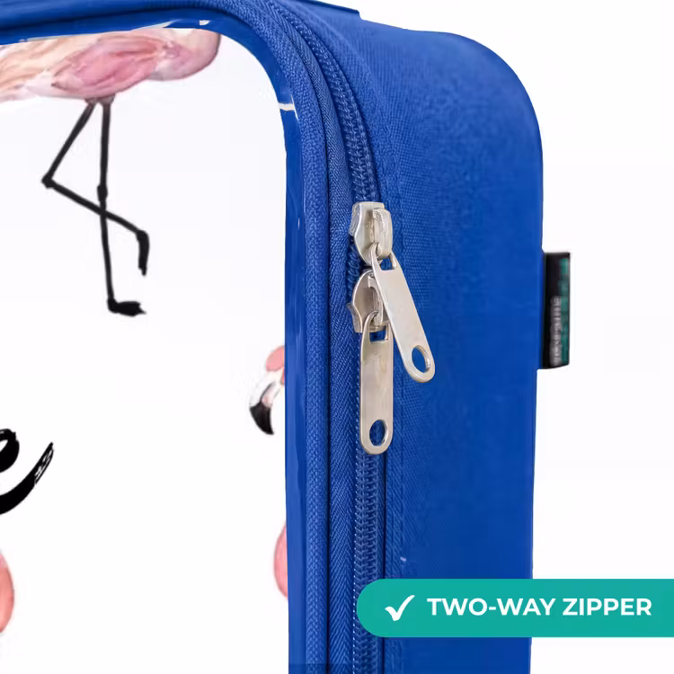 Flamingo feestje Kinderkoffer - Blauw klein -rits_EN