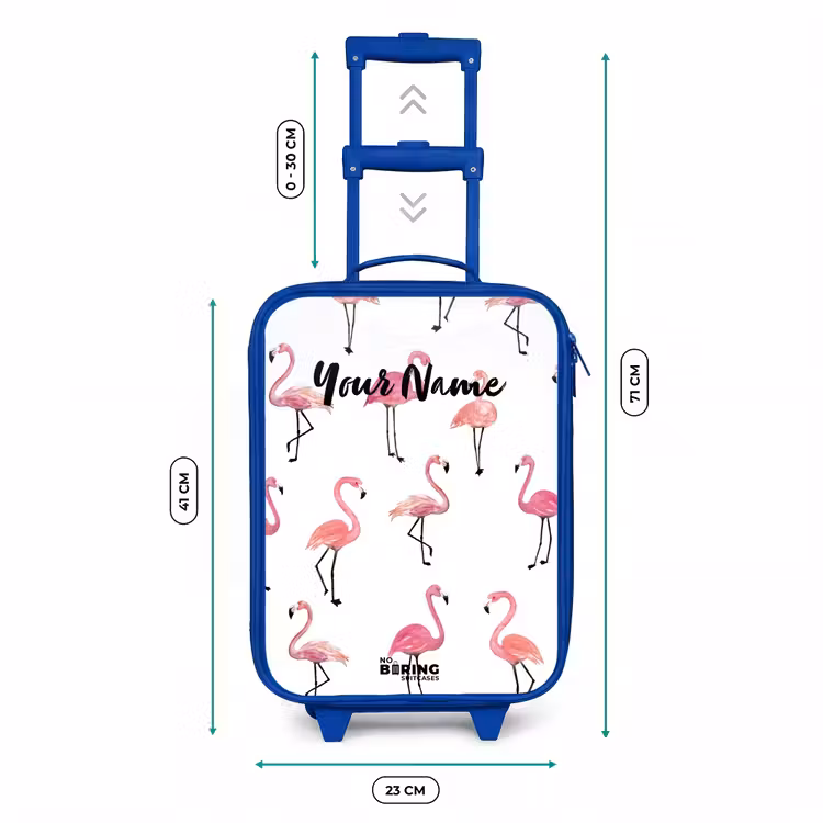 Flamingo feestje Kinderkoffer - Blauw klein -productfoto_formaten