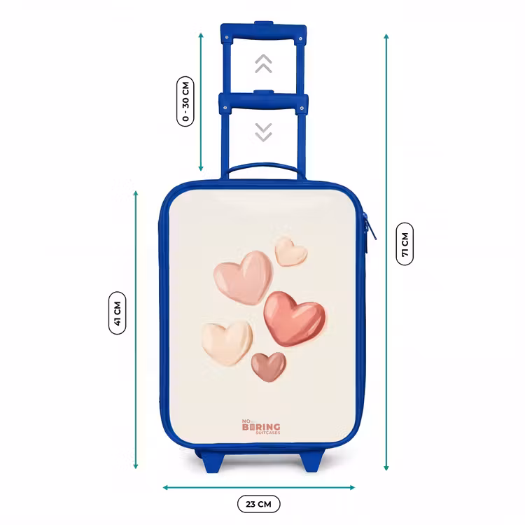 Zwevende harten in zachte rode en roze tinten Kinderkoffer - Blauw klein -productfoto_formaten