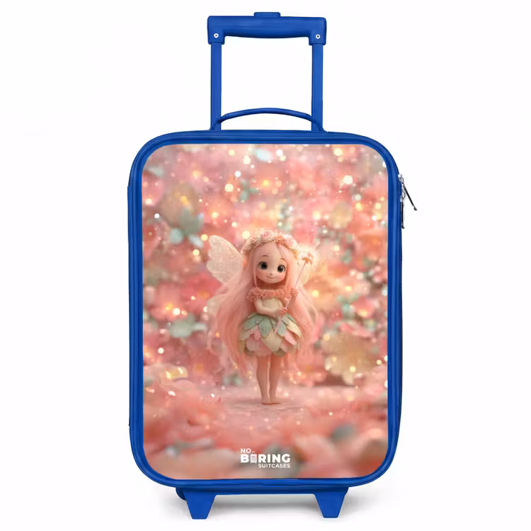 Bloemenfee in roze sprookjeswereld Kinderkoffer - Blauw klein -3d