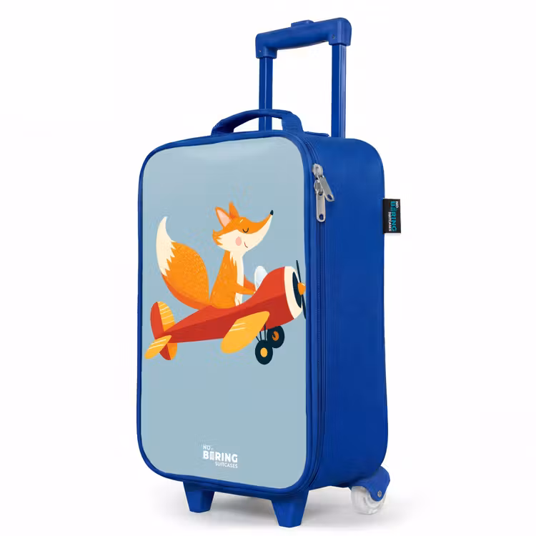 Vos - Vliegtuig - Vliegen Kinderkoffer - Blauw klein -productfoto_schuin