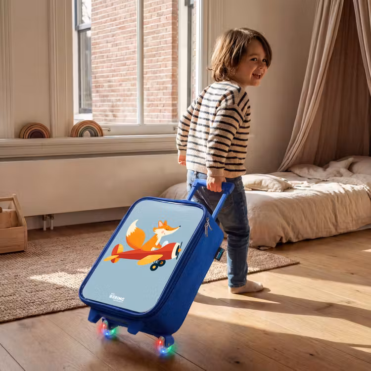 Vos - Vliegtuig - Vliegen Kinderkoffer - Blauw klein -sfeer1