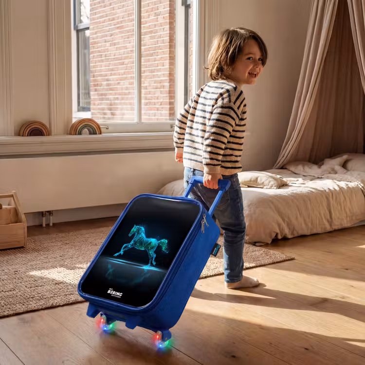 Futuristisch galopperend paard Kinderkoffer - Blauw klein -sfeer1