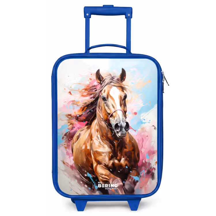Galopperend paard met kleurrijke achtergrond Kinderkoffer - Blauw klein -zz3dotto