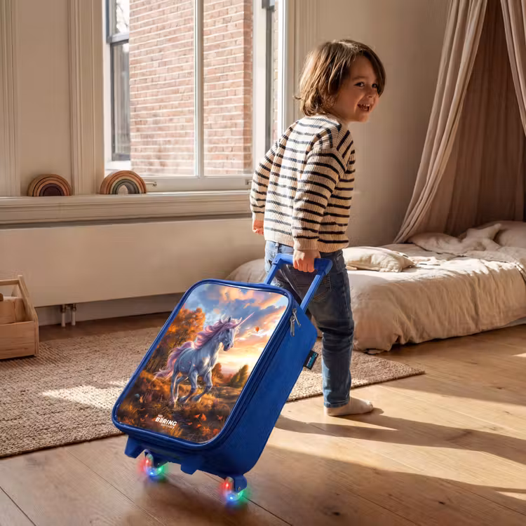 Galopperende Eenhoorn in Herfstwereld Kinderkoffer - Blauw klein -sfeer1